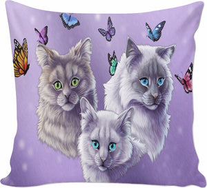 Cats & Butterflies Pillow Case Cover