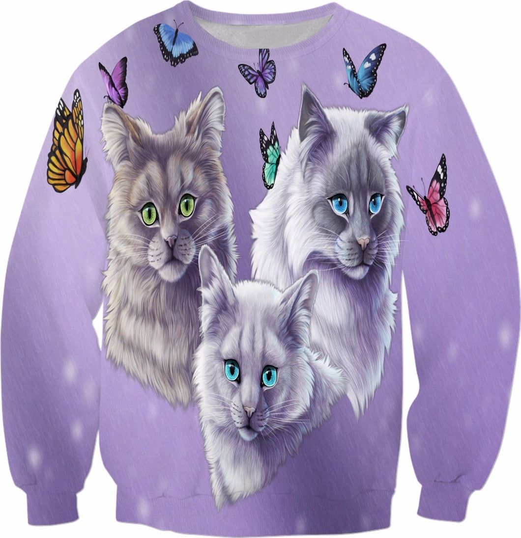 Cats And Butterflies Sweatshirt ( XS-5XL )