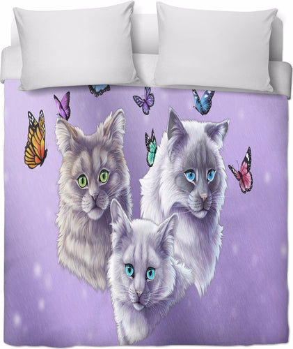 Cats and Butterflies Duvet Cover