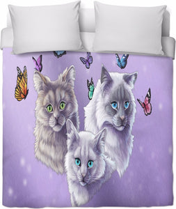 Cats and Butterflies Duvet Cover