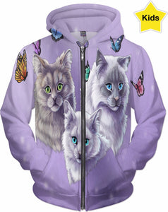 Cats and Butterflies Kids Hoodie