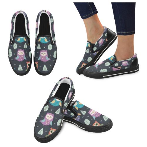 Funny Owl Slip On Black